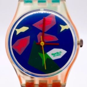 Vintage Swatch Watch, 1986 "Aqua Dream" (LK100) Ladies 25mm.
